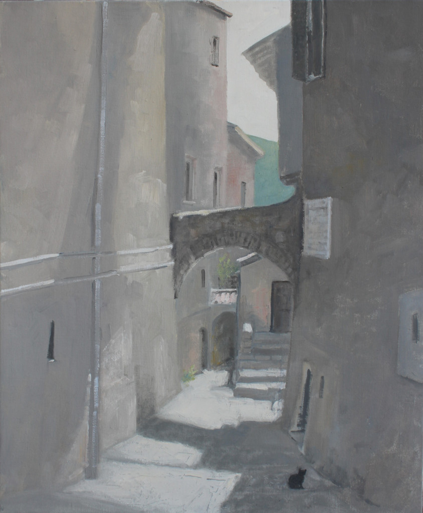"Little Street - Piglio" Oil on Canvas 24" x 30" by Nancy Campbell (c) 2016