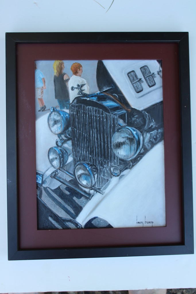 "Car Show" by Kristy Bishop (c) 2019 Oil on Panel 14" x 11" 