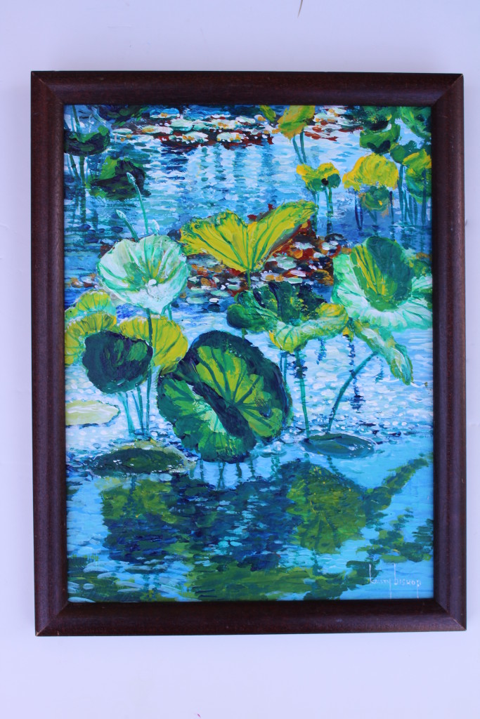 "Water Lilies - Botanical Gardens NYC" by Kristy Bishop (c) 2019  Acrylic on Panel 12" x 9"