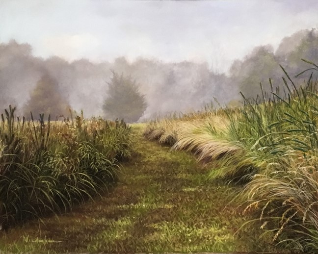 "Rock Hill Morning Path to Pond" Pastel by Marlene Weidenbaum (c) 2020