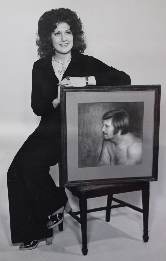1975 Kristy with the portrait of Sven "The Artist's Confidant" pastel (photo by Glendale Studio)