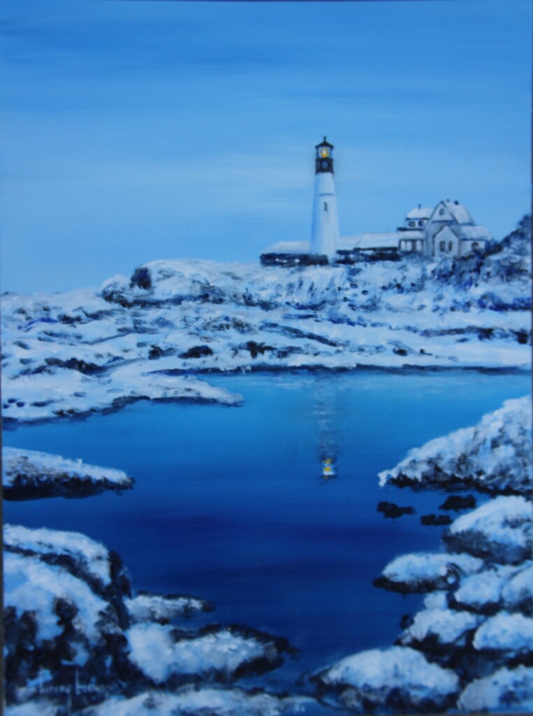 Portland Headlight, Maine Acrylic on Panel by Kristy Bishop (c) 2023